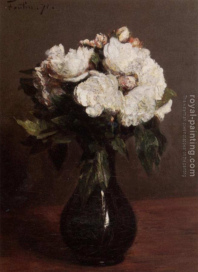 Henri Fantin-Latour : White Roses in a Green Vase